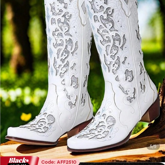 SHEIN White Heeled Boots Size 8.5 - Picture 2 of 13